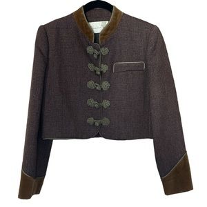 Oscar de la Renta vintage cropped tweed velvet jacket blazer Size 6